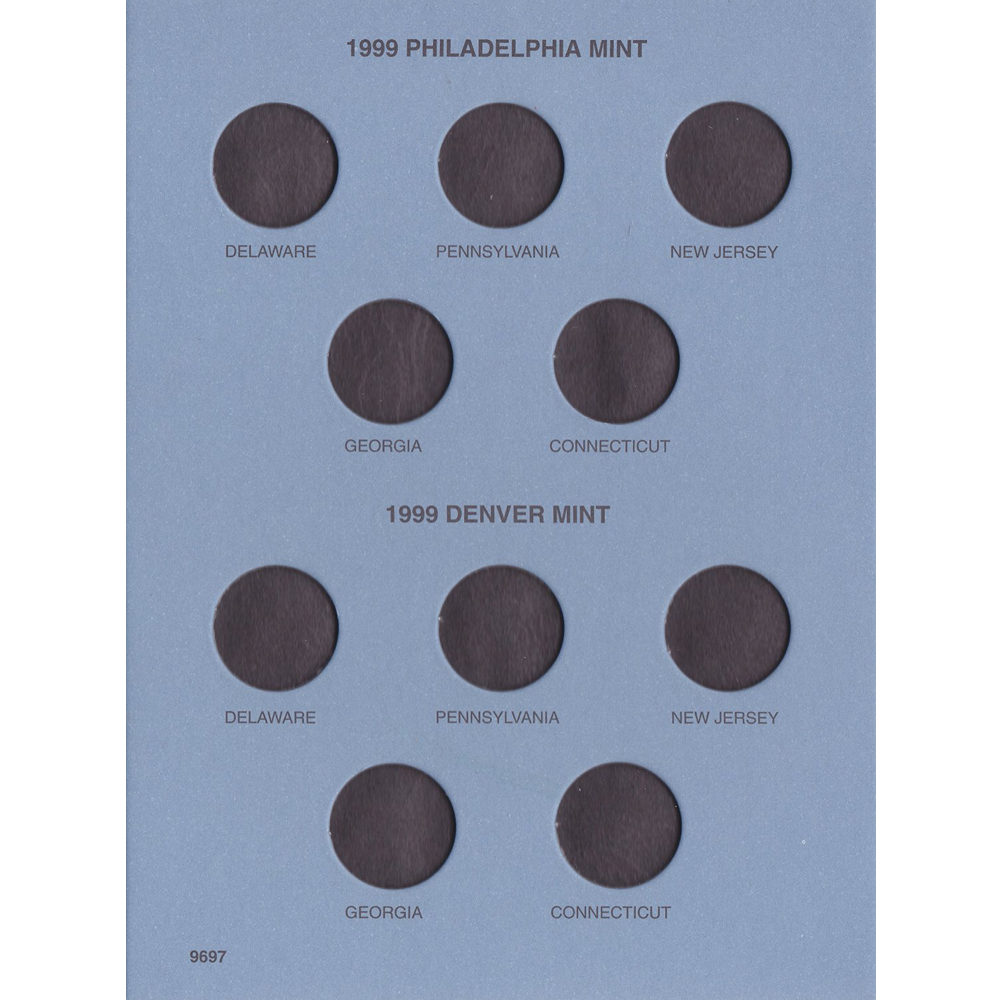 1999-2001 Statehood Quarter Whitman Trifold No 9697 Coin