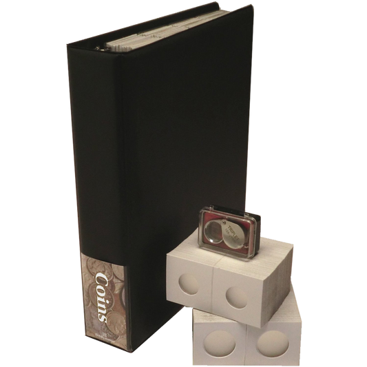 Coin Collecting Starter Bundle With Album Flips & Loupe Magnifier