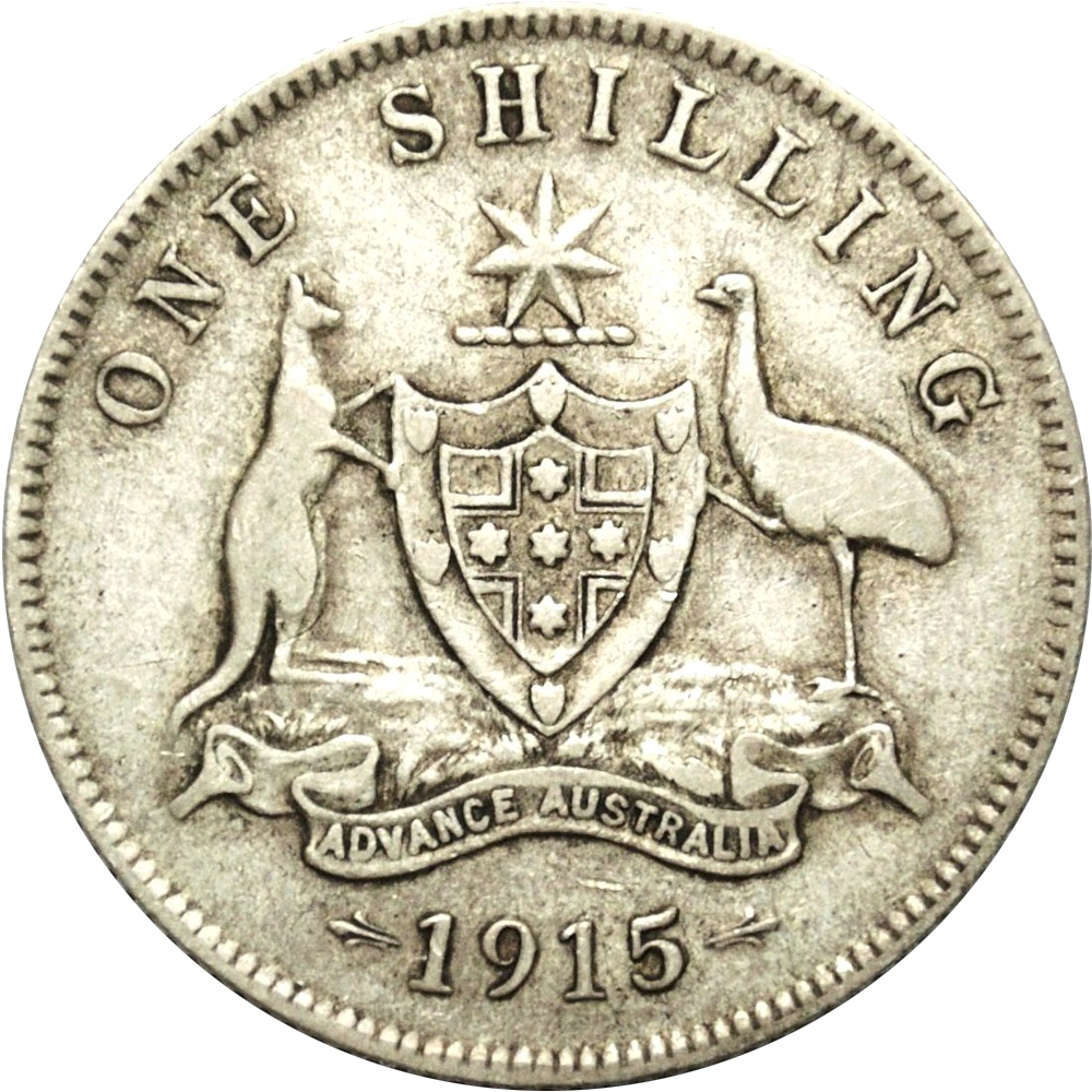 Rare 1915 Australian Shilling About Fine