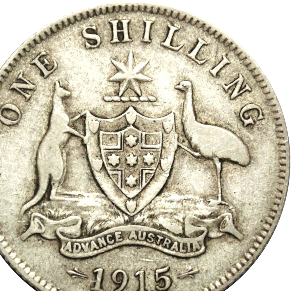 Rare 1915 Australian Shilling About Fine