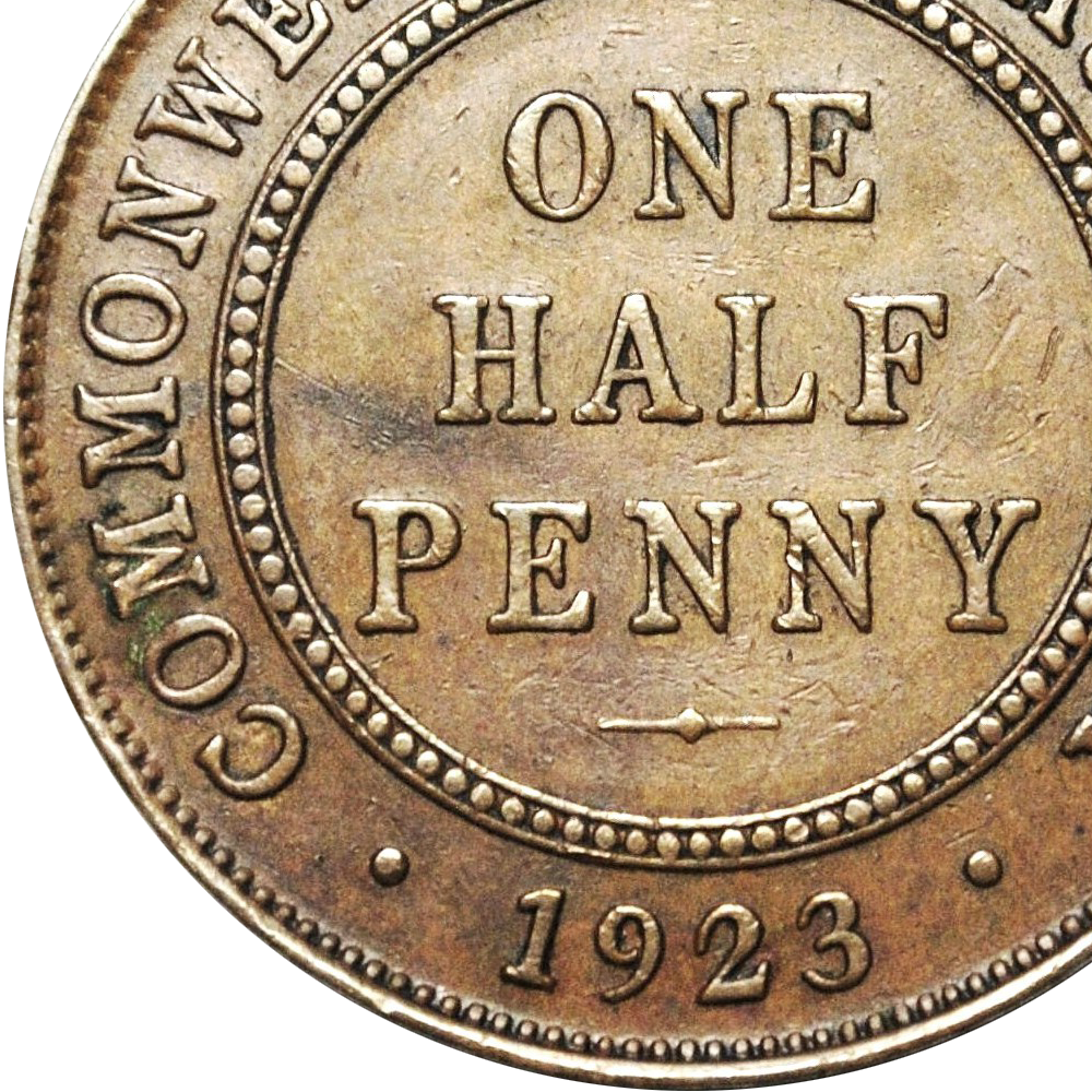 Rare 1923 Australian Halfpenny Good Very Fine