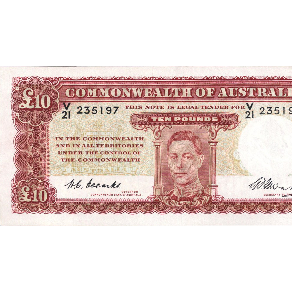 Ten Pound Coombs Watt Australian Banknote Good Fine