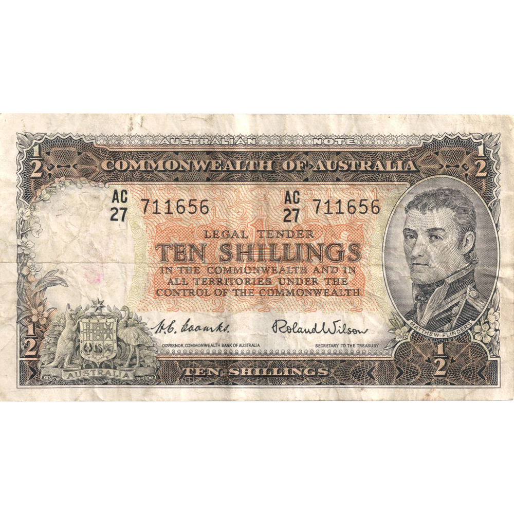 Ten Shilling Coombs Wilson Australian Banknote Fine