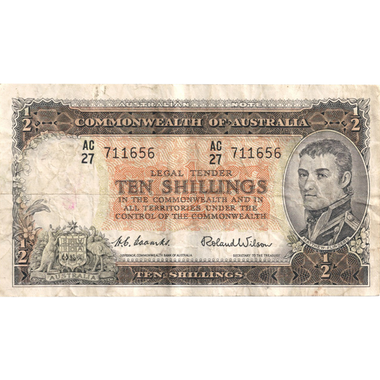 Ten Shilling Coombs Wilson Australian Banknote Fine