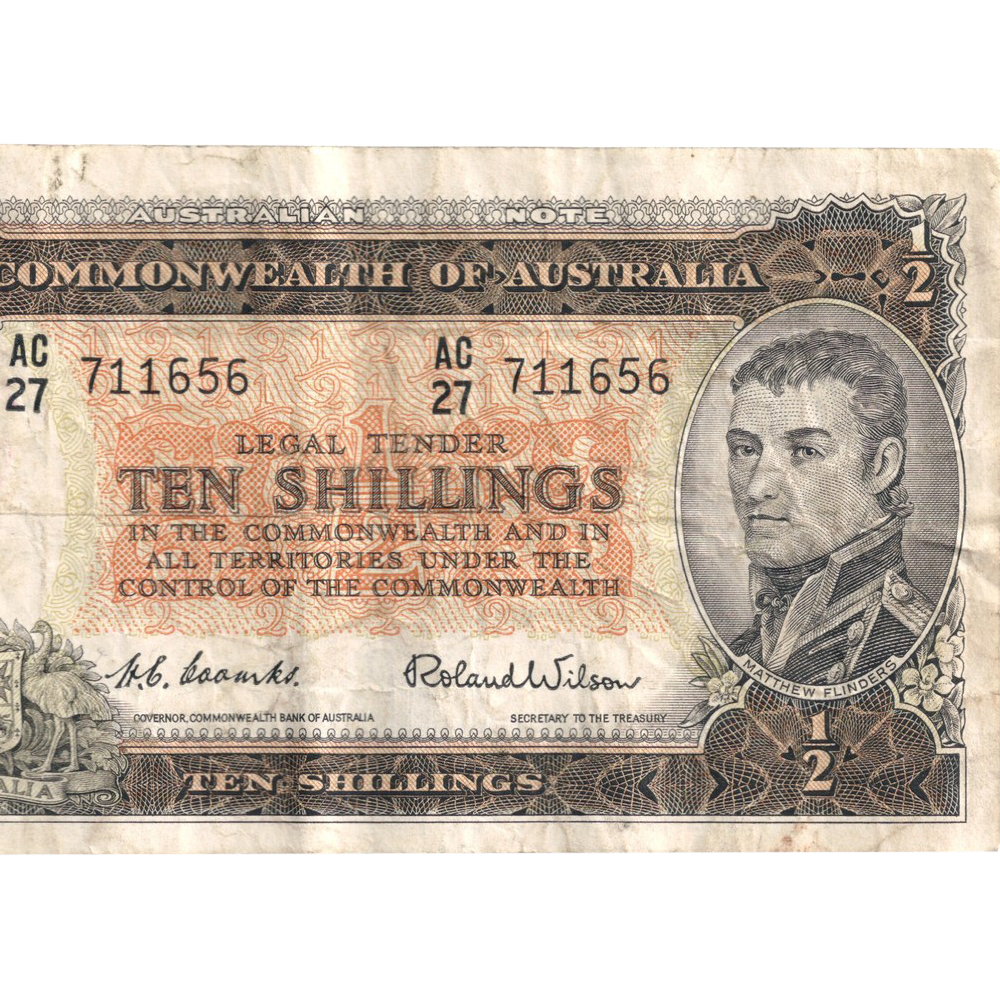 Ten Shilling Coombs Wilson Australian Banknote Fine
