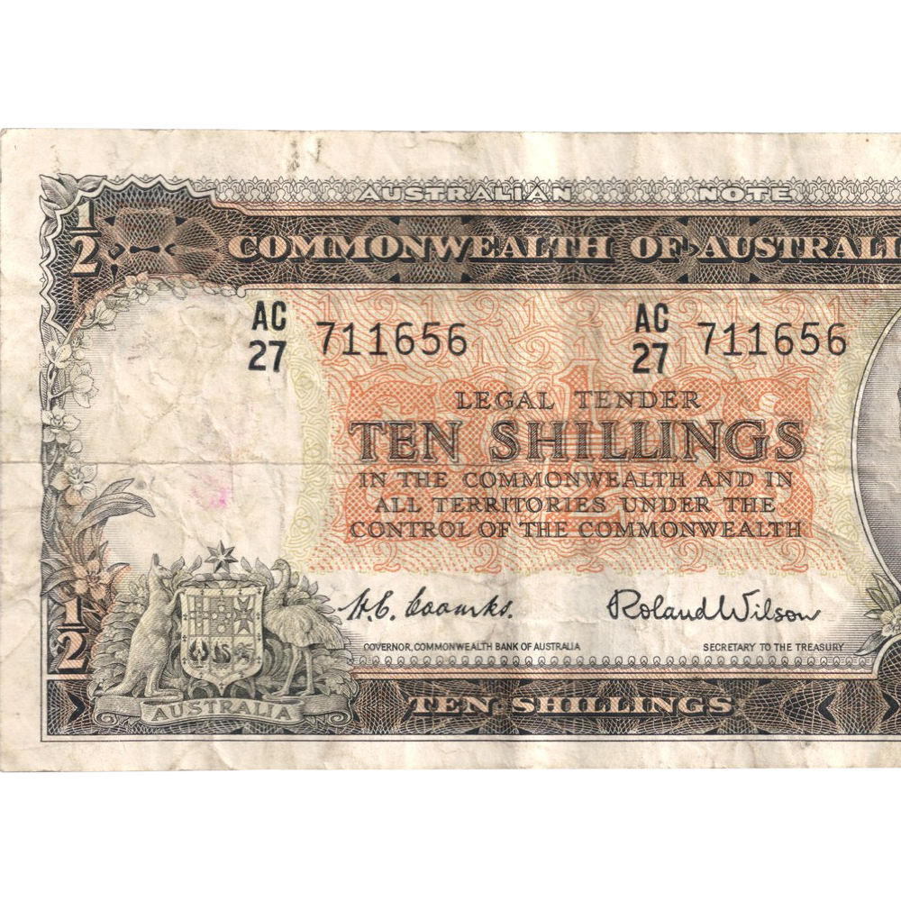 Ten Shilling Coombs Wilson Australian Banknote Fine