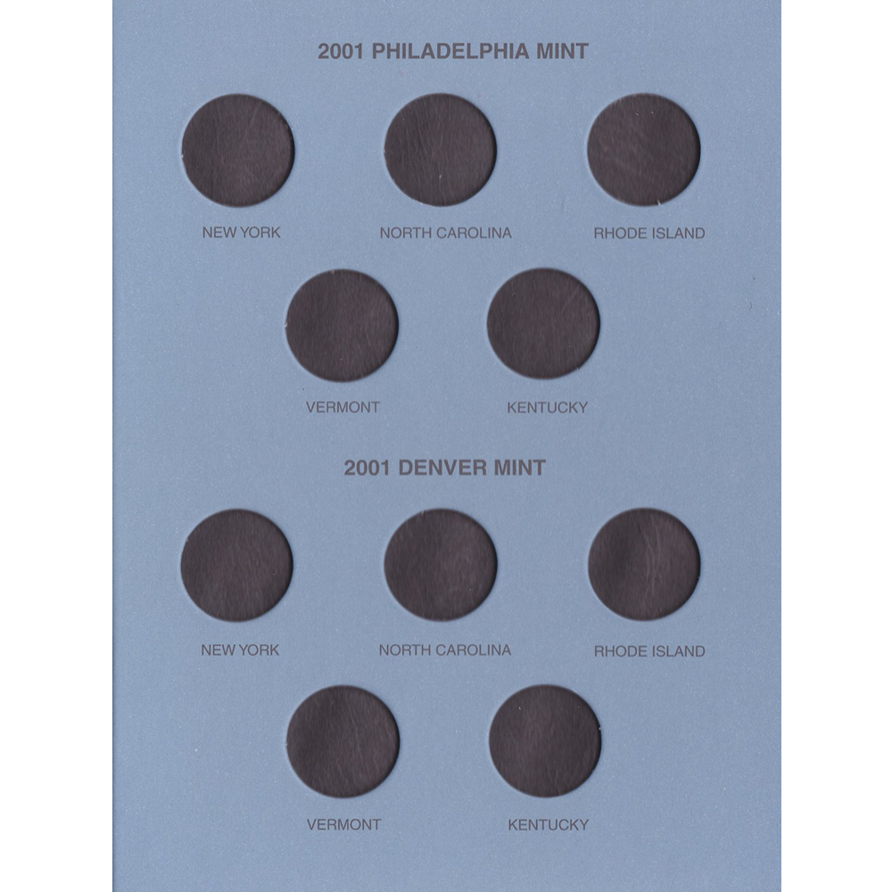 1999-2001 Statehood Quarter Whitman Trifold No 9697 Coin