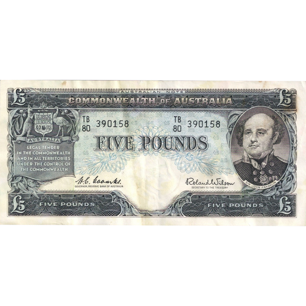 Five Pound Coombs Wilson Australian Banknote Good Fine To About Very Fine