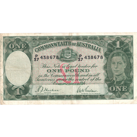 One Pound Sheehan Mcfarlane Australian Banknote Good Fine