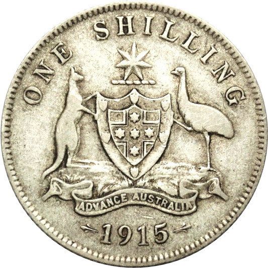 Rare 1915 Australian Shilling About Fine