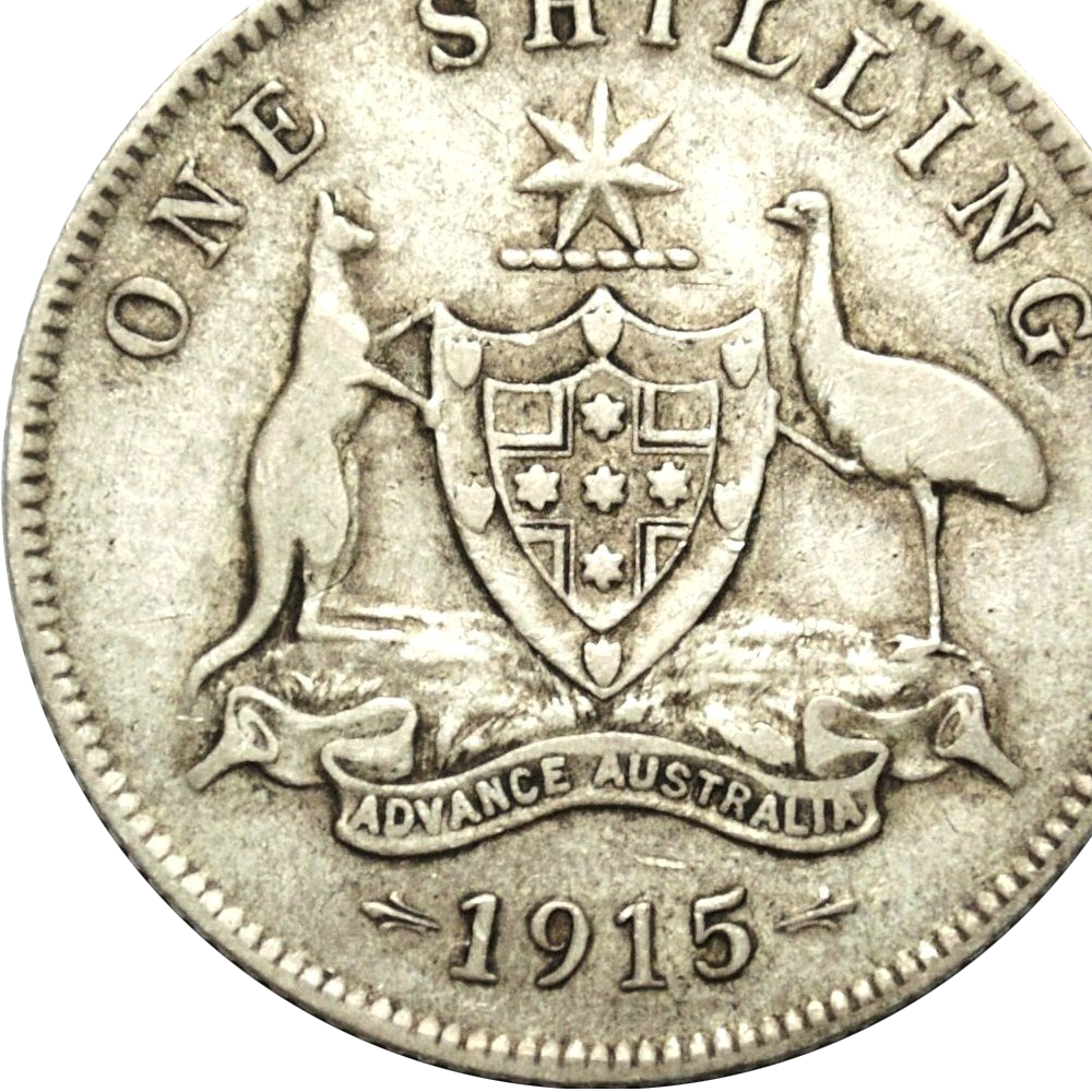 Rare 1915 Australian Shilling About Fine