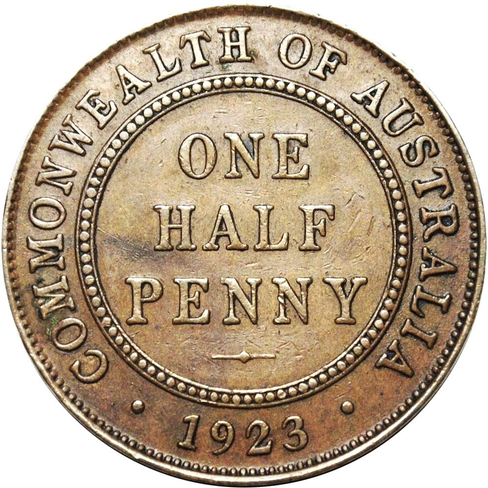 Rare 1923 Australian Halfpenny Good Very Fine